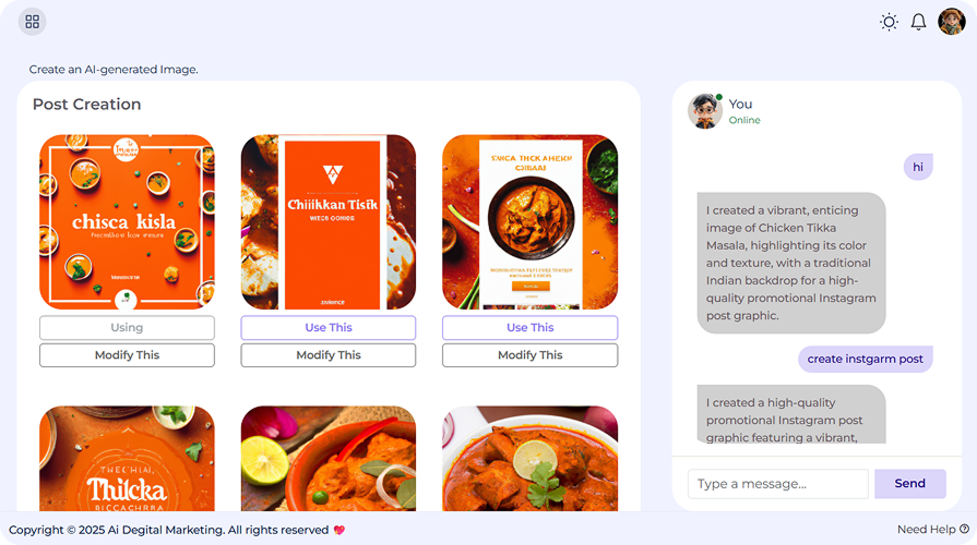 AI image generator dashboard